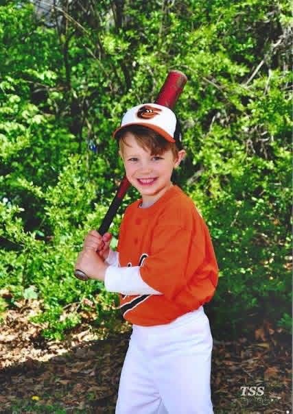 Carter Smith, age 5, in his first baseball uniform