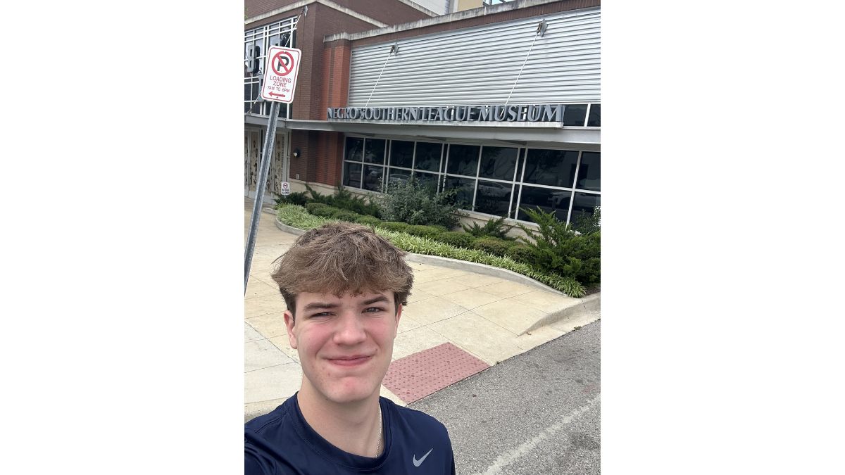 Carter in front of the Negro Southern League Museum in Birmingham