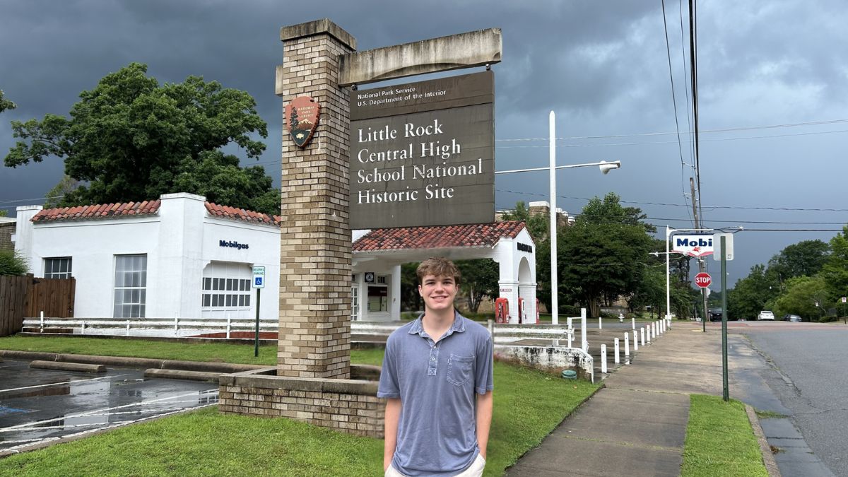 Carter at Little Rock Central High School National Historic Site sign