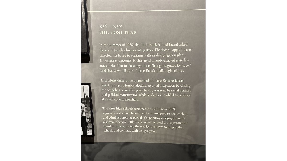 1958-1959: The Lost Year exhibit panel