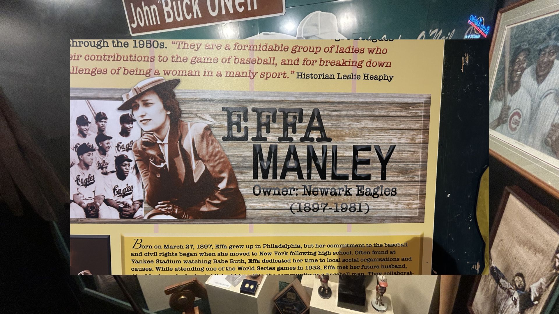 Effa Manley Owner of the Newark Eagles exhibit