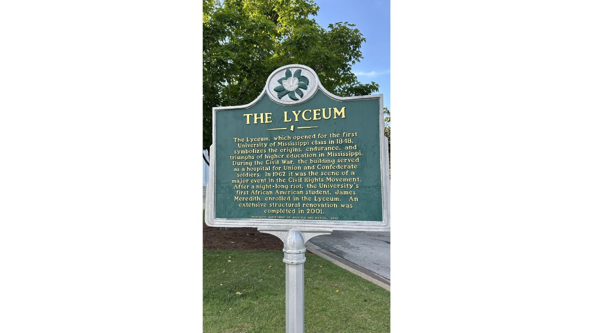 The Lyceum historical marker at Ole Miss