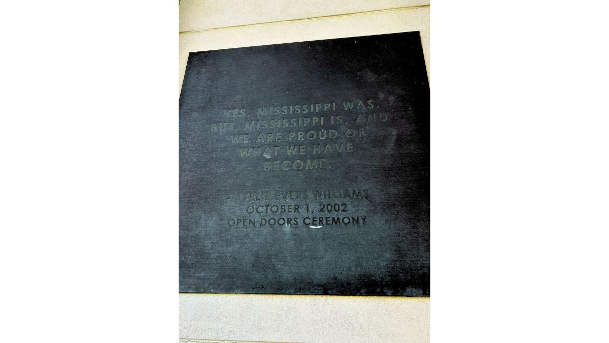 Myrlie Evers-Williams plaque at Ole Miss