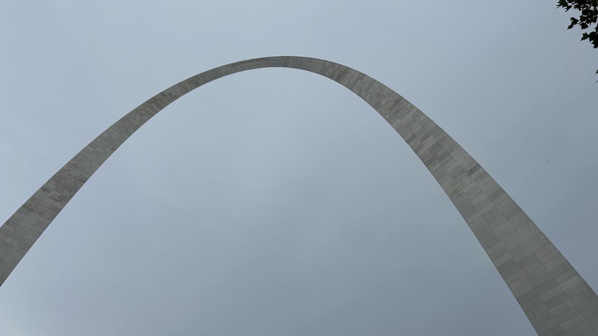 Looking up at the Gateway Arch from below