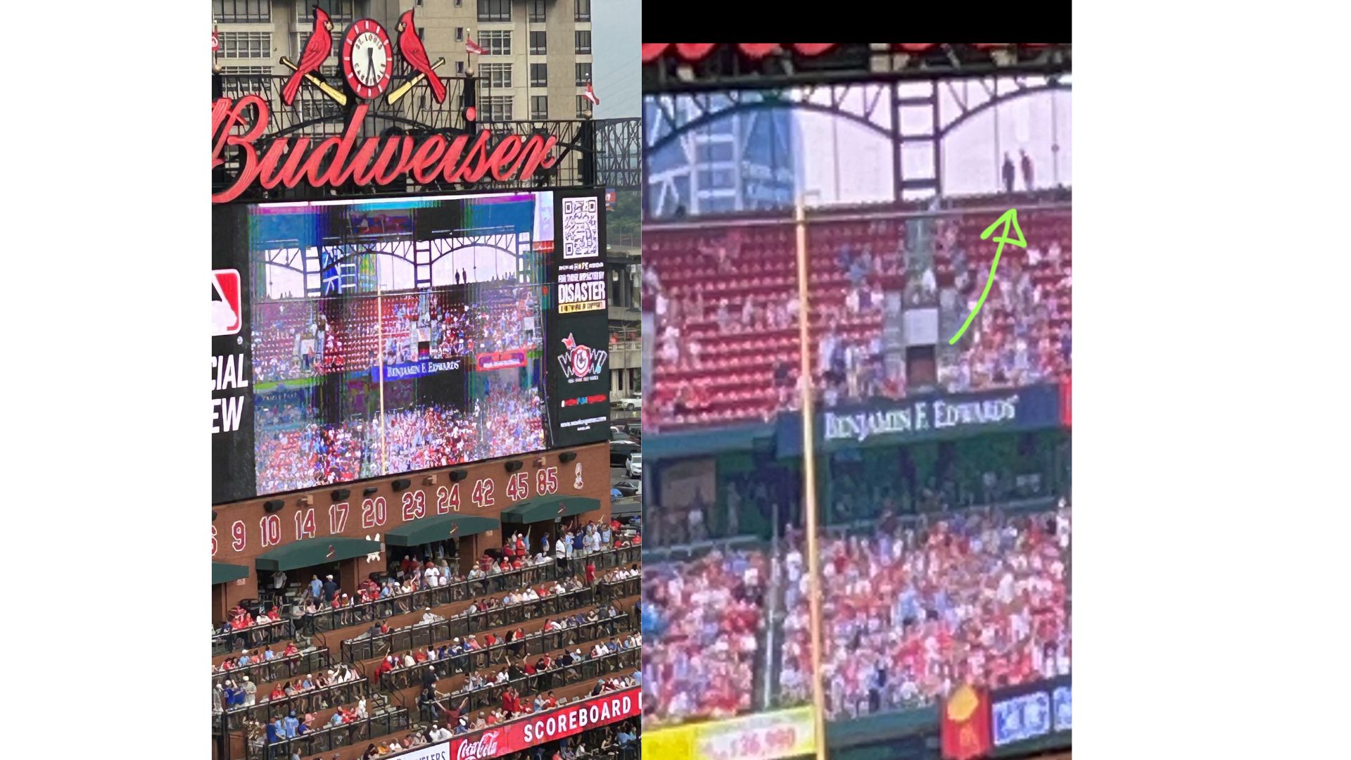 On the jumbotron after a disputed home run