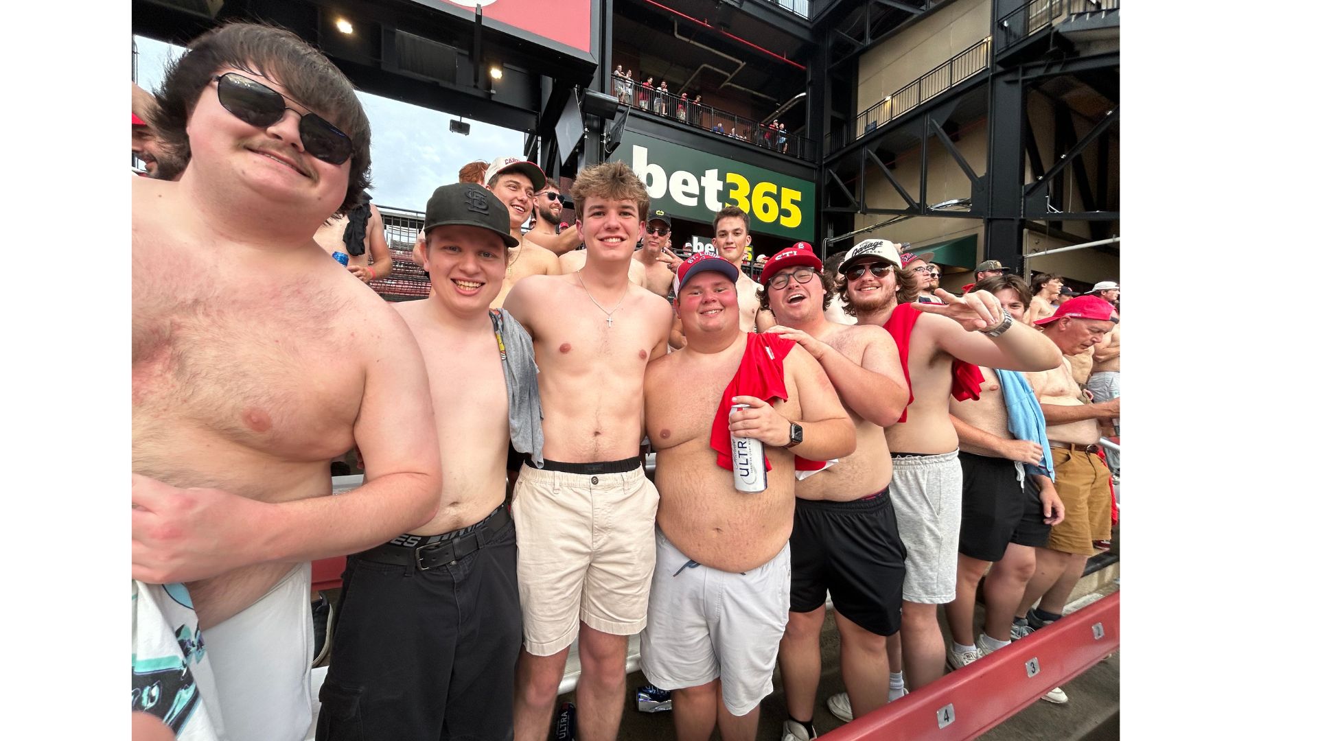 Tarps off celebration in the crowd at Busch Stadium