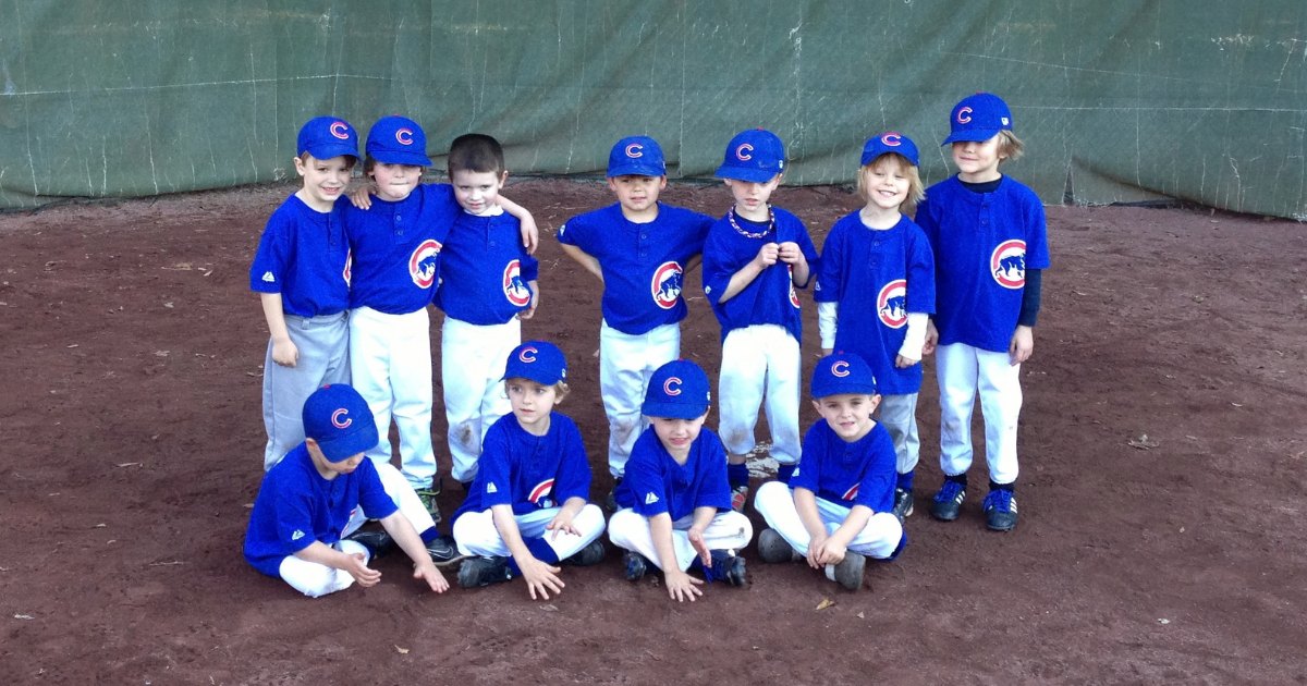 Carter Smith's first T-ball team, the Cubs, at age 4 in Fall 2012