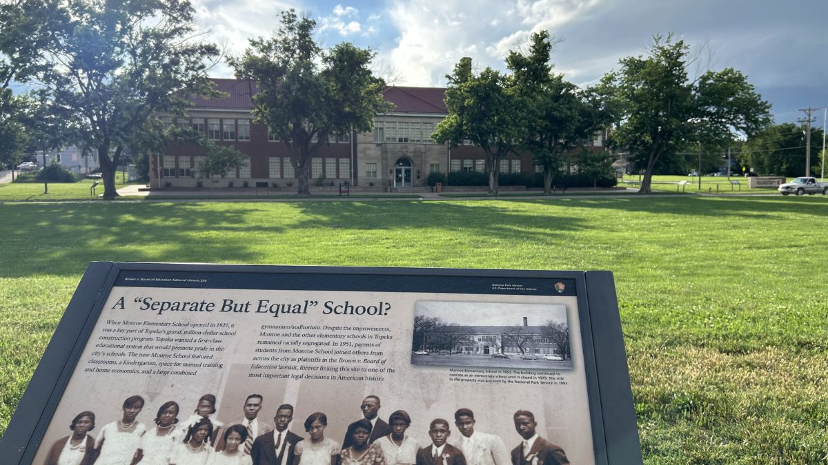 A Separate But Equal School marker at Monroe Elementary